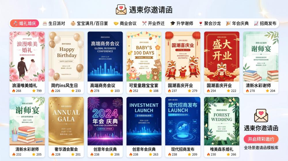 节日聚会告别逐一对线，电子邀约一键群发，轻松搞定全员通知